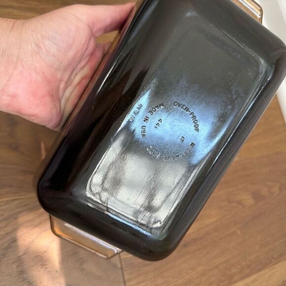 Vintage 70s Anchor Hocking Fire-King Bread Loaf Pan Amber Wheat - Picture 4 of 6